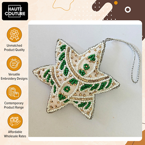 Eye Catching Design Handcrafted Bullion Made <b>Star</b> Shape Padded Beaded Home Decorative Festive <b>Hanging</b> Ornaments at Low Price - Product Image 2