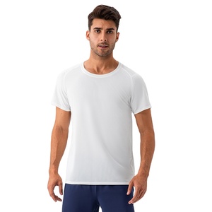 Camisetas de cuello redondo de alta calidad de secado rápido y alta elasticidad Nylon Spandex Gym Fitness Workout Reglan Camiseta de manga corta para hombres - Product Image 1