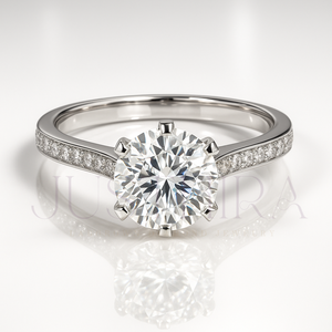 Most Selling Minimalist Round Cut Pave Settings Diamond <b>Ring</b> for Everyday Wear Office Use and Elegant Styling Available In Sale - Product Image 3