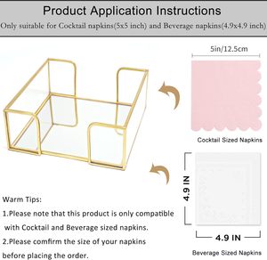 Gold Napkin Holder Acrylic <b>Flat</b> Guest Towel Tray Clear Tissue <b>Box</b> Dispenser Square Tabletop Paper Napkin Storage Basket Caddy - Product Image 3