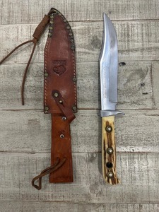 Cuchillo Bowie Puma para Caza, Hoja de Acero Inoxidable con Punta Clip, Mango de Hueso, Funda de Cuero, Uso en Exteriores, Hecho a Mano, Grado Industrial OEM - Product Image 1