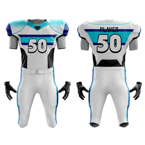 Men's V-<b>Neck</b> American Football Uniform Set Short Sleeve Moisture Wicking Gradient Blue Purple 50 Numbered Fitted Jersey Pants - Product Image 4