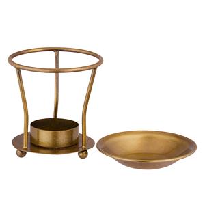 Quemador de Aceites Esenciales y Cera de Latón en Oferta, Portavelas Metálico Geométrico con Cuenco de Latón para Meditación y Aromaterapia - Product Image 1