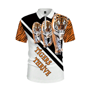 Polo d'été pour homme à imprimé tigre par sublimation |   T-shirt tendance à col zippé avec graphisme 3D |   Haut décontracté pour homme avec motif animalier vibrant - Product Image 2