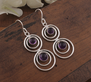 ต่างหูทรงหยดน้ำสีม่วงเข้มเทอร์ควอยซ์ งานฝีมือประณีต สไตล์วินเทจ ประดับอัญมณ์ เหมาะสำหรับงานแต่งงานและงานปาร์ตี้ - Product Image 1