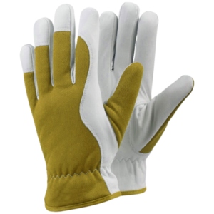 Guantes de Trabajo de Cuero Granulado de Vaca, Puntas de los Dedos Texturizadas en Azul y Blanco, Antideslizantes, con Muñequera Elástica, Guantes de Seguridad de Uso General - Product Image 2