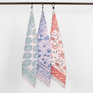 Vintage Style Skin Friendly Summer Wrap Handmade Cotton <b>Square</b> <b>Scarf</b> Floral Pattern Unisex Bandana Artisan Kerchief - Product Image 3