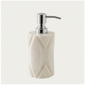 Modern Luxury Handcrafted Natural <b>White</b> Marble Soap Dispenser with Stainless Steel Pump Lotion Bottle for 5-Star Hotel <b>Bathroom</b> - Product Image 3