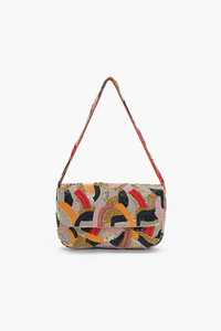 Bolso de hombro personalizado al por mayor con patrón botánico de frutas mixtas bordado a mano con cuentas de semillas - Product Image 6
