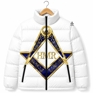 Veste personnalisée avec logo, tenue maçonnique héritage, vêtements grecs de fraternité, vêtements maçonniques, vêtements de brotherhood, imprimé géométrique blanc, or et bleu - Product Image 3