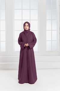 Ensemble Abaya Islamique Modeste Ouverte Longue Manches en Georgette et Mousseline, Robe de l'Aïd pour Femme, Usage Quotidien - Product Image 2