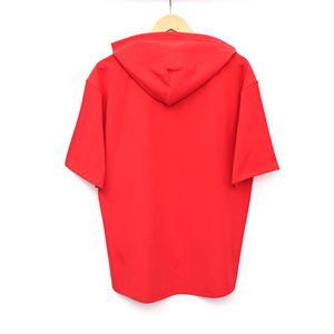 <b>Men's</b> Winter <b>Short</b> <b>Sleeve</b> <b>Hoodie</b> Custom Curved Hem Solid Red Hooded Streetwear Gym Pullover OEM Service Eco-Friendly Breathable - Product Image 2