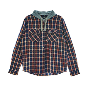 Hot Sale Double Pocket Oversized Brushed Cotton Plaid <b>Jacket</b> with Fleece Hood Low MOQ Truck <b>Jackets</b> Customized <b>Flannel</b> Shirts - Product Image 1