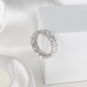 แหวนเพชรทรงรัศมี 8 กะรัต ผลิตในห้องปฏิบัติการ ประดับเพชรเต็มวง 14K ทองคำขาว สำหรับงานแต่งงานและหมั้นหมาย สำหรับผู้หญิง เครื่องประดับแบบซ้อนได้ - Product Image 1