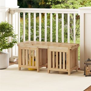 Panca da Esterno 2-in-1 in Legno di Abete con 2 Fioriere per Giardino e Prato - Ideale per Hotel, Parchi o Soggiorni - Product Image 4