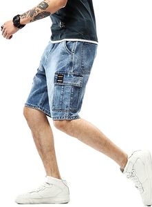 Pantalones Cortos de Mezclilla Casuales de Verano para Hombre, Estilo Vintage, Cintura Alta, Lavado Oscuro/Claro, Corte Holgado - Product Image 2