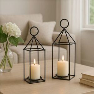 Ensemble de lanternes modernes en acier inoxydable argenté et verre, porte-bougie décoratif suspendu pour centre de table de mariage, maison et jardin - Product Image 6