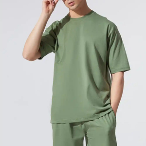 T-shirt Homme Oversize Uni à Manches Courtes Col Rond en Coton Respirant Style Décontracté Tricoté Teint Uni - Product Image 3