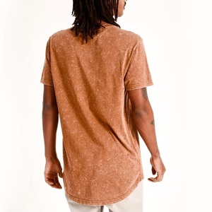 Men's Casual Solid Acid Wash T-Shirt 100% Cotton Knitted Breathable Customizable Premium Fabric O-Neck Regular Fit for Outdoor - Product Image 4