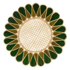 Napperon de table en raphia tressé à la main, chic et tendance, moderne, écologique, en paille, couleur sarcelle, pour restaurant haut de gamme et hôtel de villégiature, idéal pour les occasions festives - Product Image 1