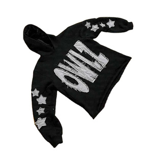 Sweat à capuche oversize effet vieilli, design délavé vintage, coupe décontractée, style urbain, personnalisation de marque - Product Image 1