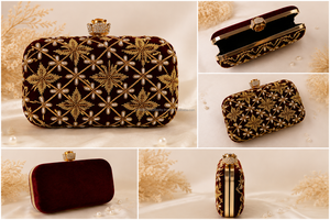 Luxury Silk Hand Embroidered Bridal <b>Wedding</b> Evening <b>Clutch</b> Designer Evening Party Bag Crys - Product Image 2