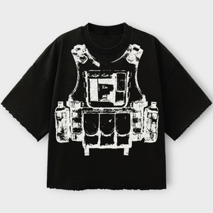 เสื้อยืดผู้ชายสไตล์สตรีท พิมพ์ลายกราฟิกแบบสกรีน ผ้าถักเนื้อหนา ผลิตตามสั่ง (OEM) เป็นมิตรต่อสิ่งแวดล้อม ป้องกันรังสียูวี ผ้าฝ้าย 100% 240 GSM - Product Image 1