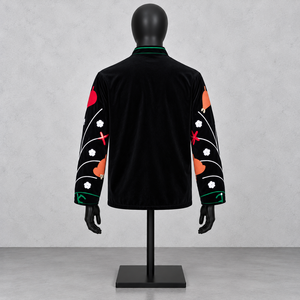 Veste bomber en velours brodée de Noël pour femme, veste d'extérieur zippée, manteau de fête - Product Image 2