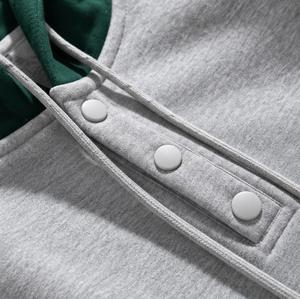 Sweat-shirt à capuche unisexe vert, coupe ample, décontracté, pour l'automne, tricoté, color block, 100% coton, sans doublure, poche avant avec logo - Product Image 2