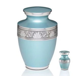 Top Selling Durable Sky Coated Aluminum Funeral Urn Handmade <b>Memorial</b> Container for Adult Ashes at Best Price - Product Image 2