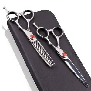 Ciseaux de coiffure Morje en acier inoxydable 440C, lame tranchante, 28 dents, pour droitiers, usage professionnel, manche moyen, légers - Product Image 1