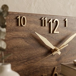 Farmhouse Rectangular Wooden <b>Wall</b> <b>Clock</b>, Rustic Gold Number Decor - Product Image 6