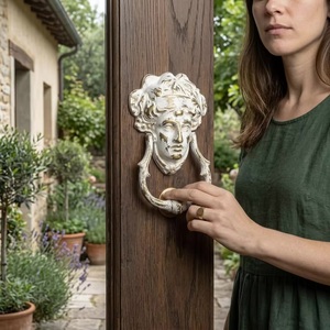 Timbre de puerta tradicional de hierro fundido con diseño griego mítico, duradero, impermeable y ecológico para uso en exteriores. - Product Image 4