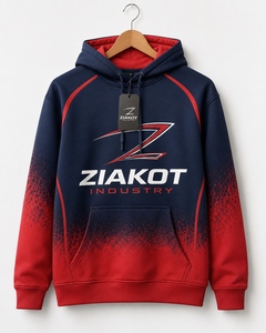 Sweat-shirt à capuche sportif personnalisé, dégradé bleu marine et rouge, de la marque Ziakot Industry, vente en gros directe du Pakistan - Product Image 1