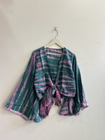 Haut court bohème tie-dye en soie vintage multicolore style Banjara pour femmes