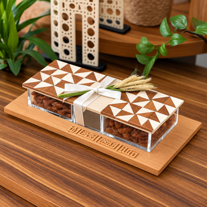 Caja Moderna de Madera y Acrílico con Caligrafía Árabe Cortada con Láser y Diseño Geométrico, Exquisito Regalo Decorativo para Ocasiones Islámicas - Product Image 4