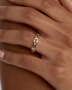 0.21 CT Other Lab Diamond 7-<b>Stone</b> Tension Set IGI Certified Minimalist 14k Yellow Gold Floating Accents Wedding Band 5.5MM Ring - Product Image 5