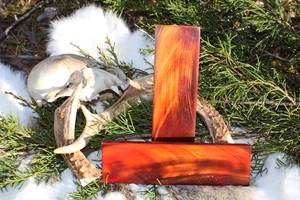 Genuine Hand Crafted Natural Dyed <b>Red</b> Buffalo Horn Knife Scales – High-Contrast Handle <b>Material</b> - Product Image 2