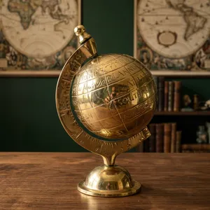 Globe terrestre en laiton de style antique, décoration de bureau, globe terrestre décoratif nautique vintage pour la maison, le bureau, la bibliothèque, la table - Product Image 6