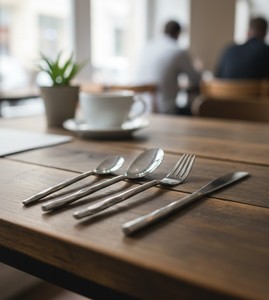 Juego de Cubiertos Clásicos de Acero Inoxidable – Vajilla Estilo Cafetería y Restaurante - Product Image 1