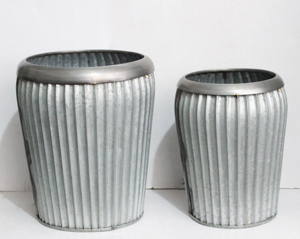 Round Ribbed <b>Planter</b> for Hotels & Home Interior Decorative Metal Flower Holder Natural <b>Galvanized</b> <b>Planter</b> Customized Size - Product Image 3