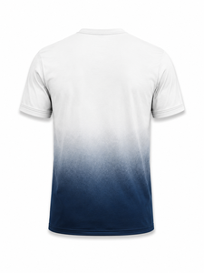 Men's O-Neck Gradient Color Short Sleeve T-Shirt Regular Fit Knitted Casual Front Logo Design Solid Pattern - Product Image 3