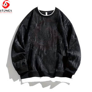 <b>Men</b> Acid Wash 100% Cotton Long Sleeve T-<b>Shirts</b> Quick Dry Breathable Eco-Friendly Casual Regular Fit Solid Customized Logo Design - Product Image 1