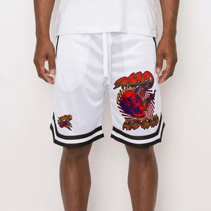 Shorts en maille 100 % polyester à cordon de serrage, imprimé graphique par sublimation, style streetwear, pour la gym, les loisirs, la plage et le jogging – Collection été, offre spéciale - Product Image 1