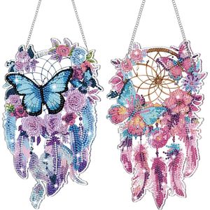2 Pezzi Acchiappasole a Farfalla Viola, Kit Fai da Te per Pittura Diamantata, Acchiappasogni da Appendere con Diamanti per Finestre, per la Casa, per Adulti - Product Image 1