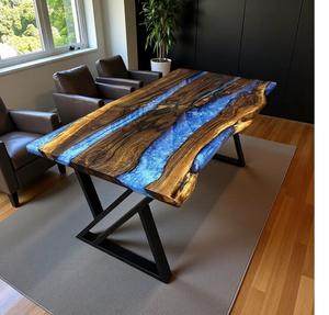 Dessus de table personnalisé en résine époxy Table centrale moderne Dessus en bois transparent brillant Table époxy à vendre - Product Image 3