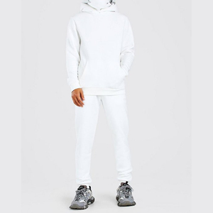 Men's <b>White</b> Hooded Tracksuit Set Full Sleeve <b>Joggers</b> With Side Pockets Breathable Autumn Casual Wear - Product Image 6
