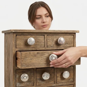 Ceramic <b>Cabinet</b> <b>Knobs</b> Round <b>Gold</b> Flower Design Set of 8 for Kitchen Dresser Bedroom Bathroom Drawer Wardrobe Living Room Use - Product Image 2