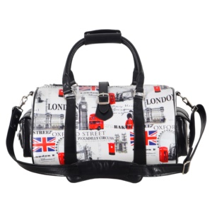 Sac de voyage week-end en cuir véritable finition brillante personnalisée, motif imprimé Londres, marque privée, OEM/ODM, vente en gros, style voyage affirmé - Product Image 2