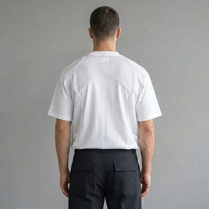 T-shirt blanc ample en jersey de coton OEM pour homme, style hip-hop, impression personnalisée du logo, écologique, séchage rapide - Product Image 2